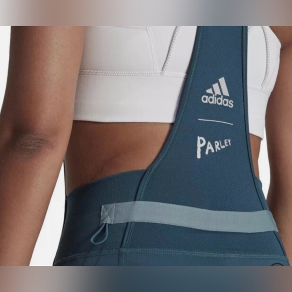 Adidas Women's Teal Parley  Cycling Shorts bib NWT - Picture 4 of 16